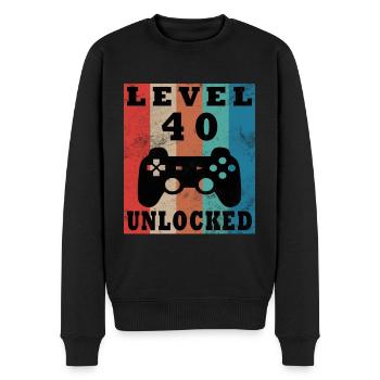 40th Birthday Gamer Gamer Level 40 Unlocked - Men's Premium Organic Jumper - black - Front - Nico (187cm)