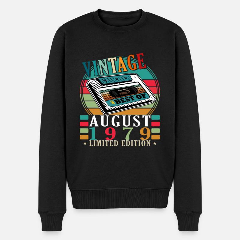 August 1979 Geburtstag im August 1979 Vintage 1979 - Männer Premium Bio Pullover - Schwarz