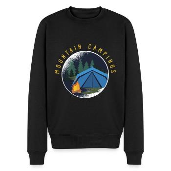 Natur, Naturmensch, Berge, Camping, Zelten - Männer Premium Bio Pullover - Schwarz - Vorne - Nico (187cm)