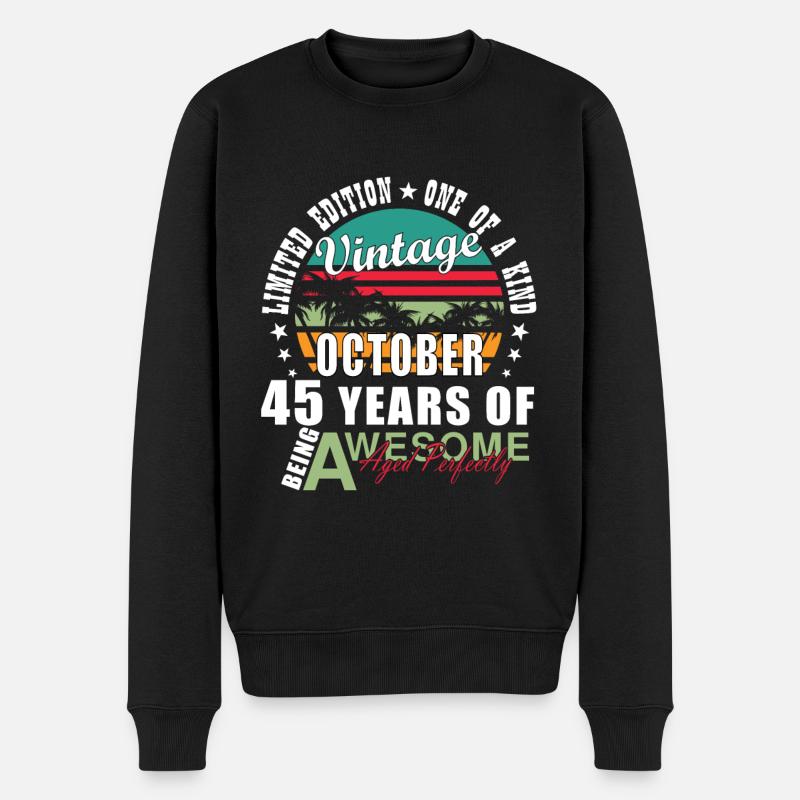 45. Geburtstag, Oktober 1979, 45-jähriges Jubiläum - Männer Premium Bio Pullover - Schwarz
