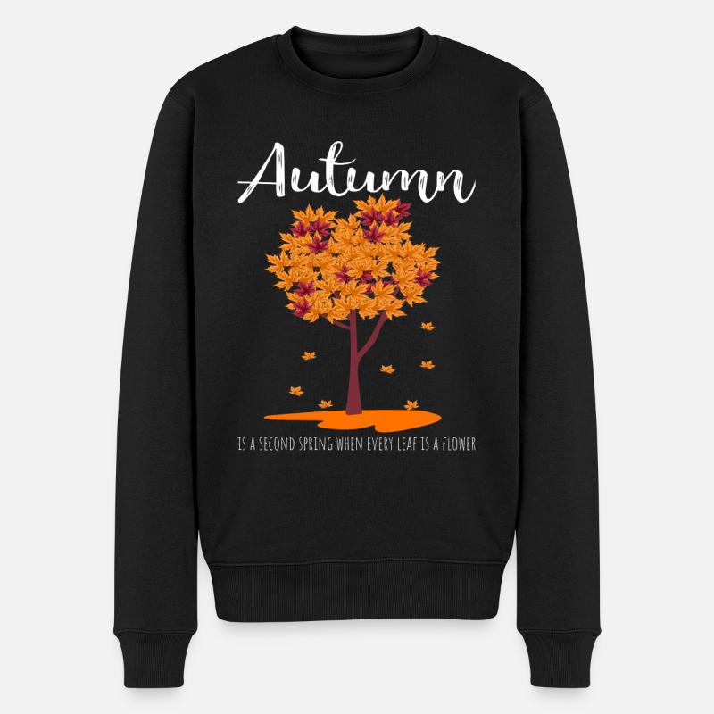 Herbstbaum Orange Herbstblätter Die Jahreszeit - Männer Premium Bio Pullover - Schwarz