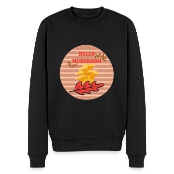 Champignons, Champignons, Cèpes, Cueillette de champignons, Forêt - Pull Premium bio Homme - noir - Devant - Nico (187cm)