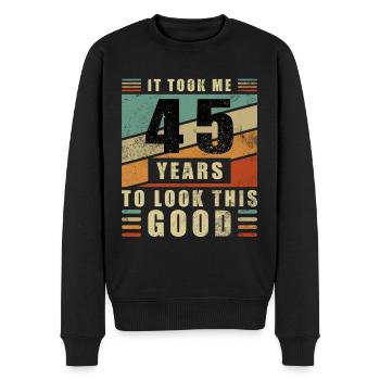 45th birthday 45 years - Men's Premium Organic Jumper - black - Front - Nico (187cm)