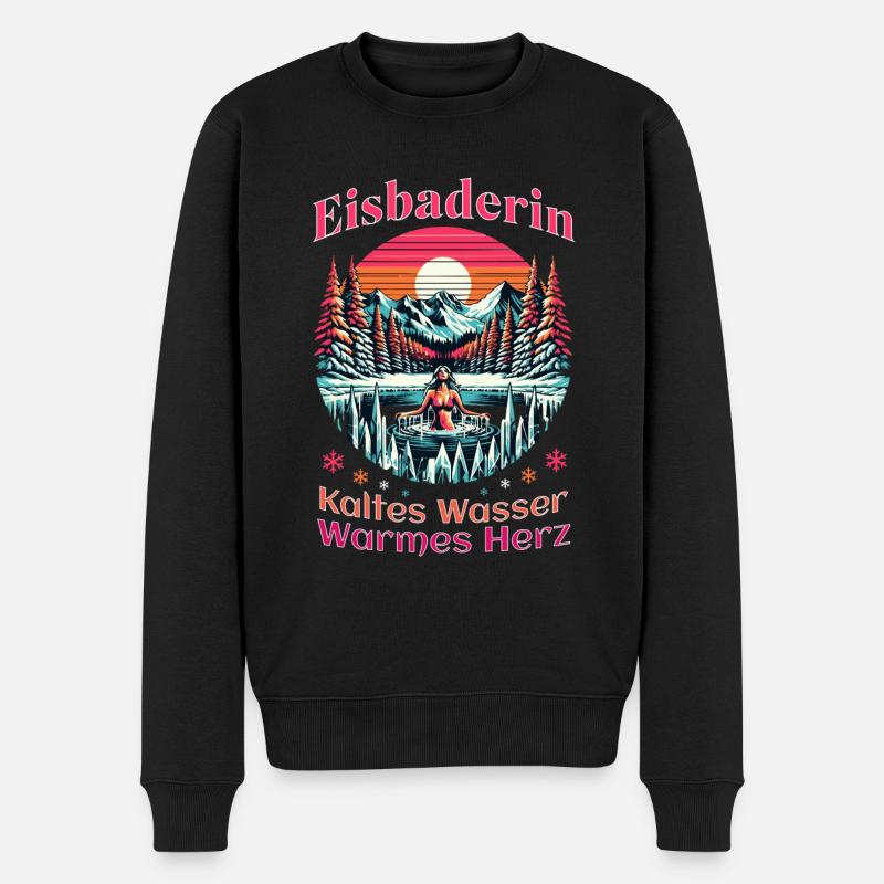 Eisbaderin - Kaltes Wasser Warmes Herz Eisbaden - Männer Premium Bio Pullover - Schwarz