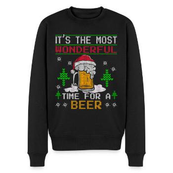 Ugly Xmas Bier Weihnachten - Männer Premium Bio Pullover - Schwarz - Vorne - Nico (187cm)