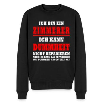 Zimmermann Sprüche Zimmern Zimmerer - Männer Premium Bio Pullover - Schwarz - Vorne - Nico (187cm)