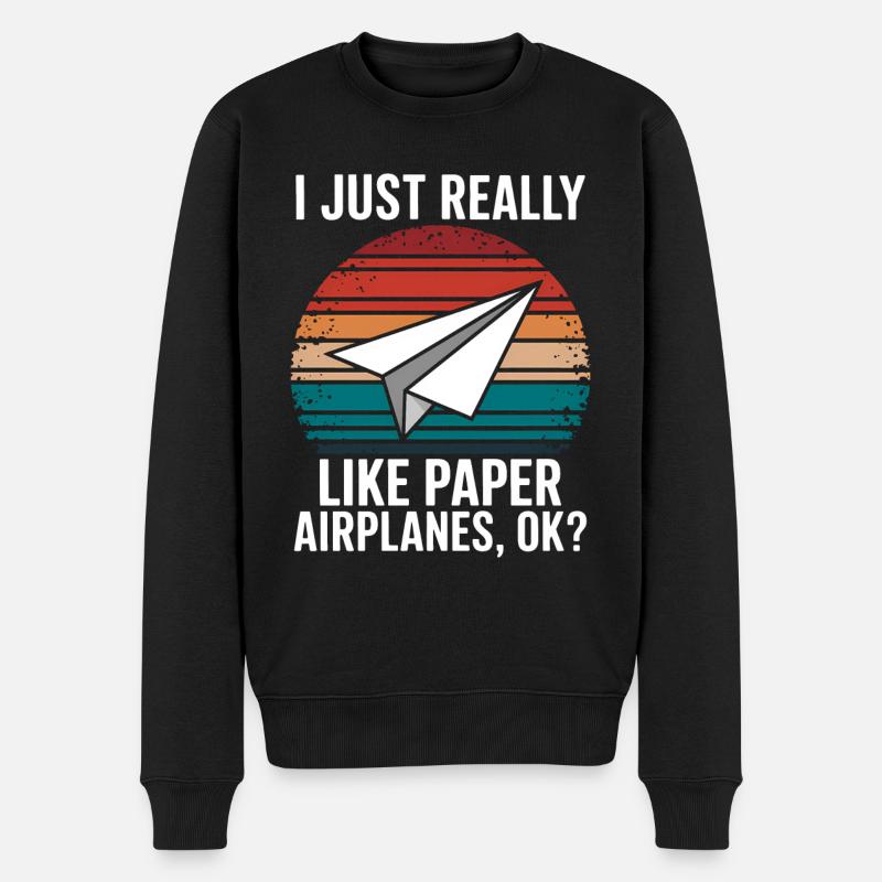 Papierflieger Spruch Witz Papierflugzeug Geschenk - Männer Premium Bio Pullover - Schwarz