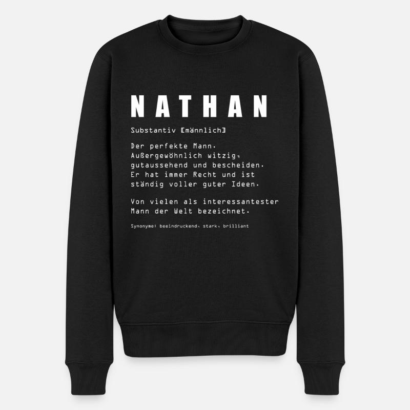 Nathan Namen personalisiert - Männer Premium Bio Pullover - Schwarz
