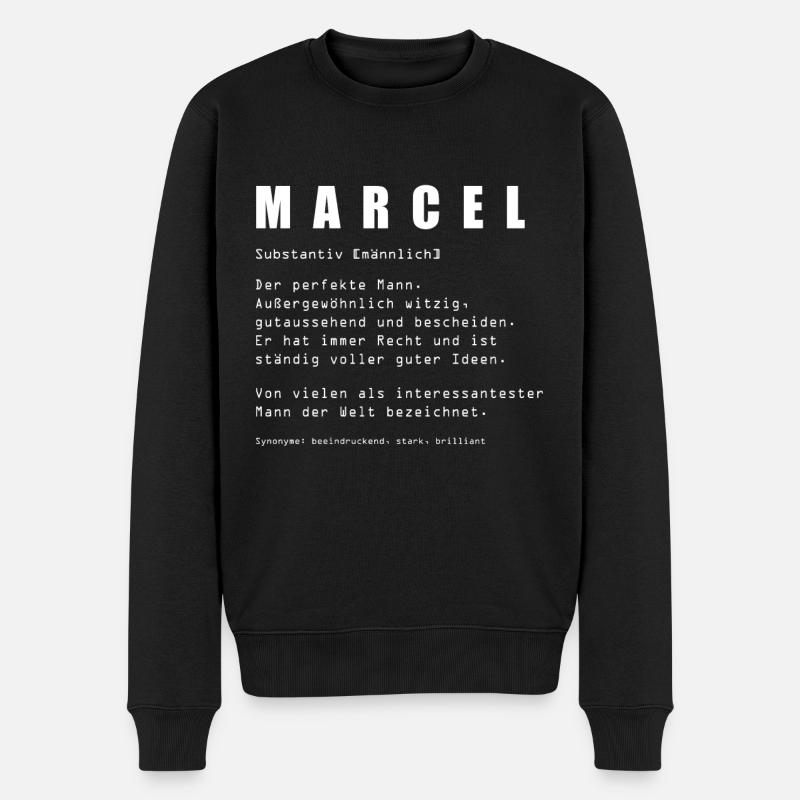 Marcel Name Design - Männer Premium Bio Pullover - Schwarz