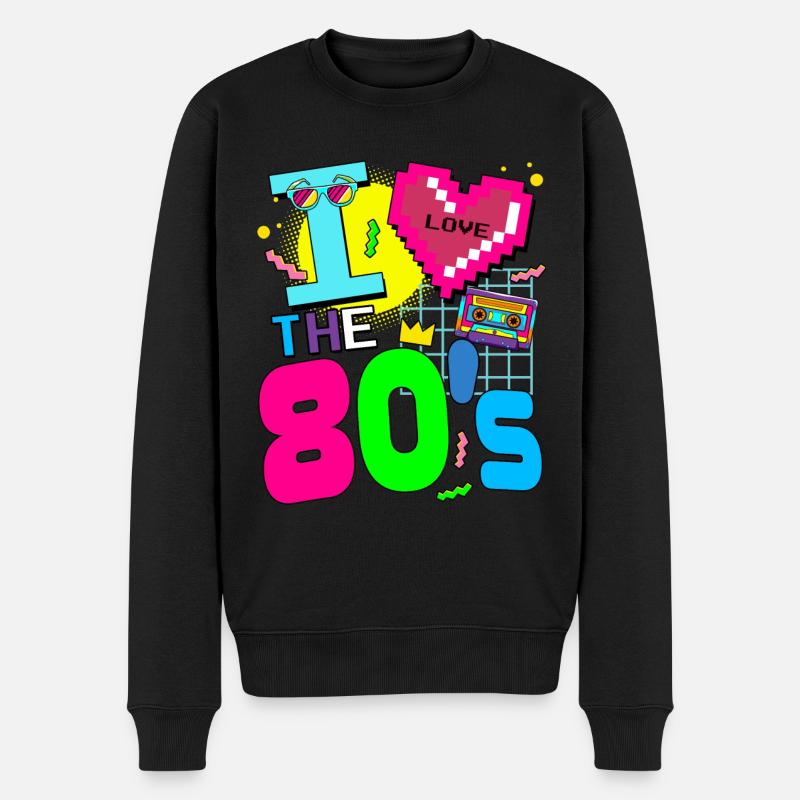Love 80s - Männer Premium Bio Pullover - Schwarz