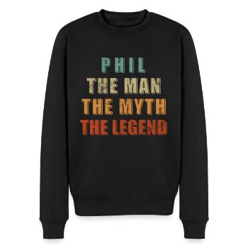 Phil Name Saying Gift. The man. The myth. - Men's Premium Organic Jumper - black - Front - Nico (187cm)