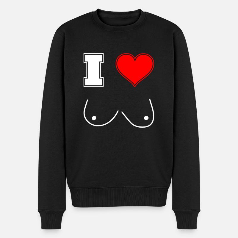 J’aime les seins | Poitrine - Pull Premium bio Homme - noir