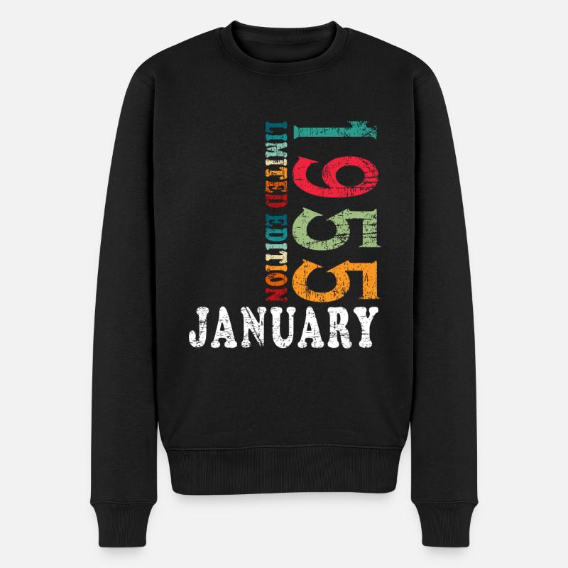 70. Geburtstag Original Januar 1955 Jahrgang 55 - Männer Premium Bio Pullover - Schwarz