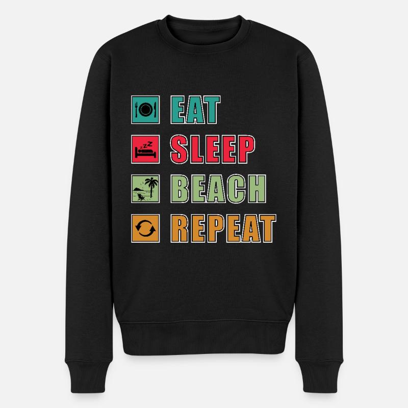 eat sleep strand repeat - Männer Premium Bio Pullover - Schwarz
