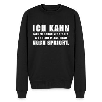 Ich kann Sachen schon vergessen, während.. - Männer Premium Bio Pullover - Schwarz - Vorne - Nico (187cm)