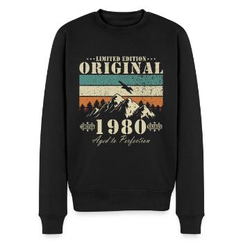 1980 Geburtstag - Männer Premium Bio Pullover - Schwarz - Vorne - Nico (187cm)