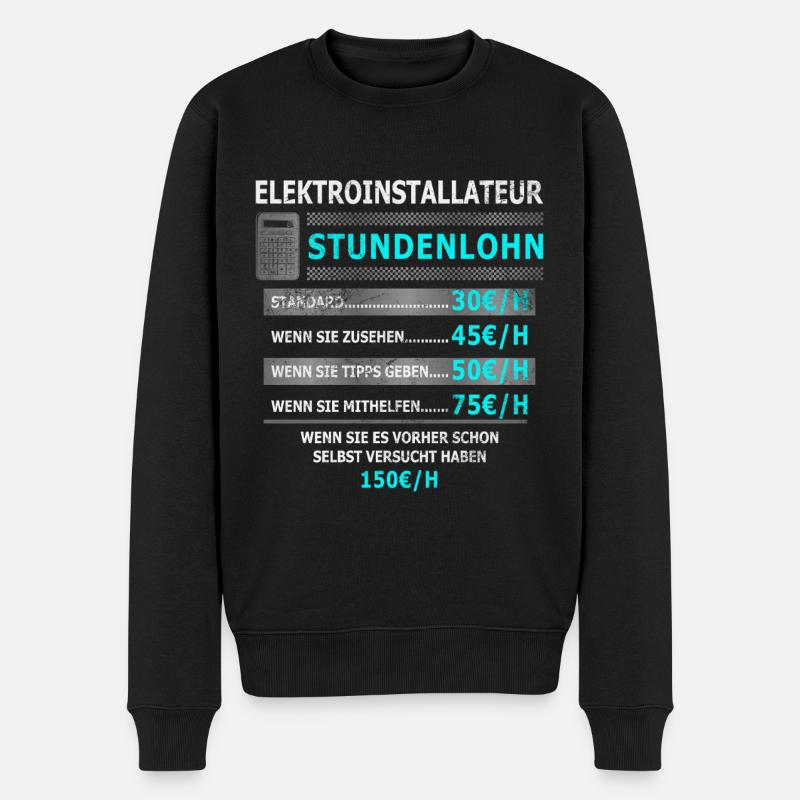Elektroniker Spruch Motiv - Männer Premium Bio Pullover - Schwarz