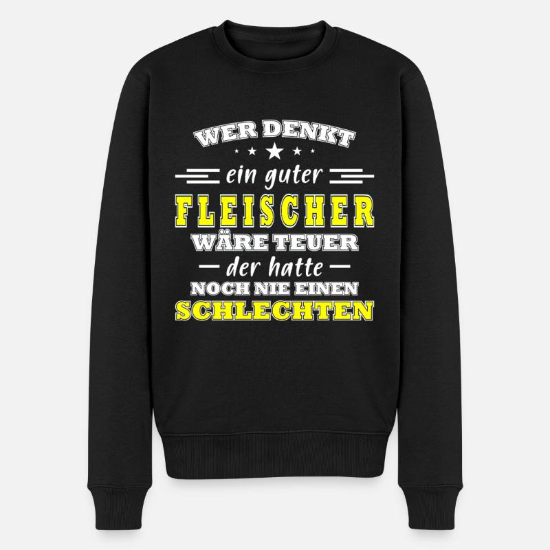 Lustige Fleischer Sprüche - Männer Premium Bio Pullover - Schwarz