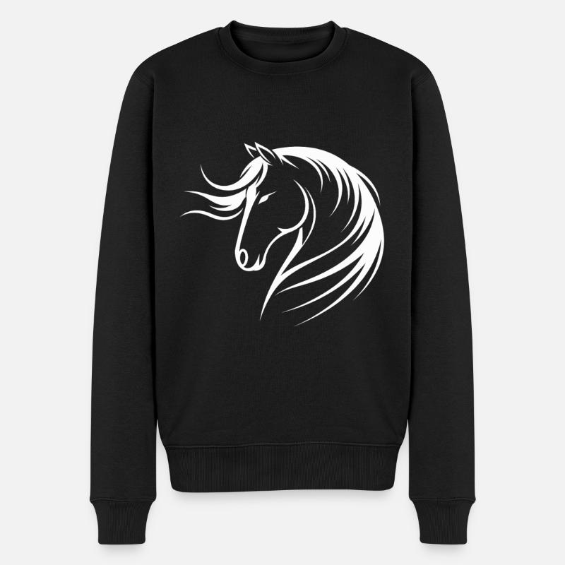 Pferde Spruch Reitsport Lustiges Pferde Geschenk - Männer Premium Bio Pullover - Schwarz