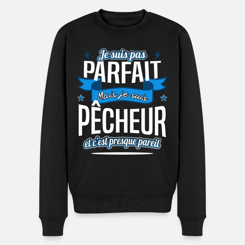 pêcheur fan de pêche - Pull Premium bio Homme - noir
