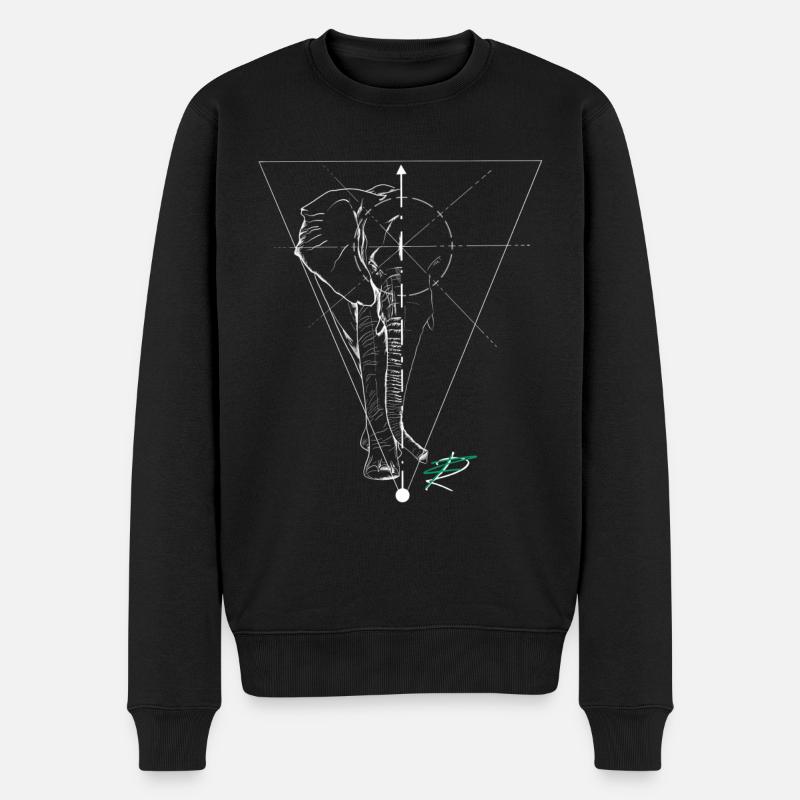 Elefant feine Linie - Männer Premium Bio Pullover - Schwarz