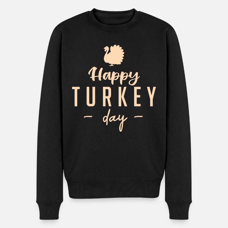 Happy Turkey Day - Männer Premium Bio Pullover - Schwarz
