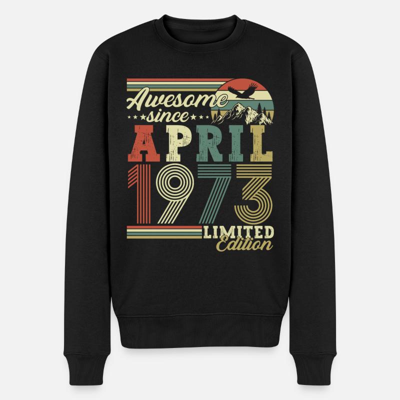 April 1973 Vintage Jahrgang Geburtstag Geschenk - Männer Premium Bio Pullover - Schwarz