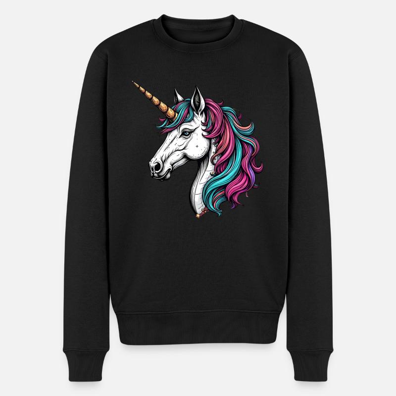 Magisches Einhorn 02 - Männer Premium Bio Pullover - Schwarz