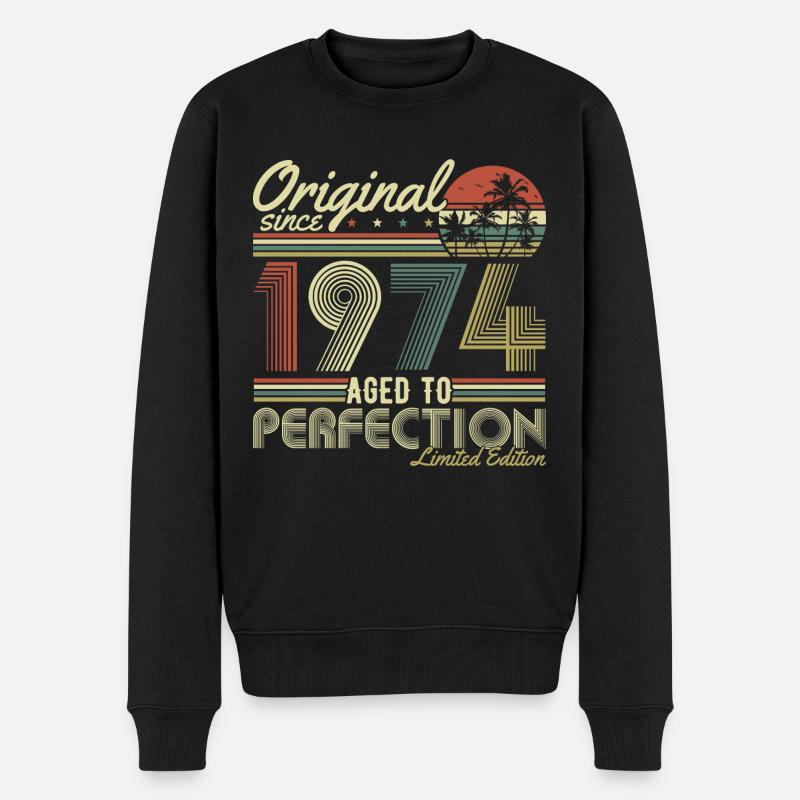 Original 1974 Jahrgang Vintage Geburtstag Retro - Männer Premium Bio Pullover - Schwarz