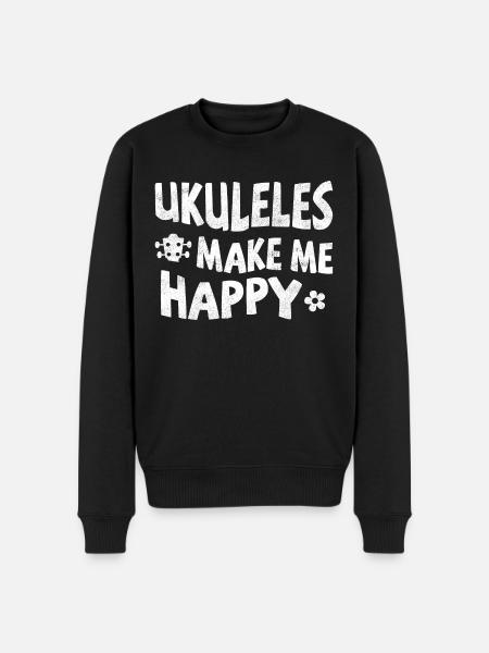 Ukuleles make me happy - Men's Premium Organic Jumper - black