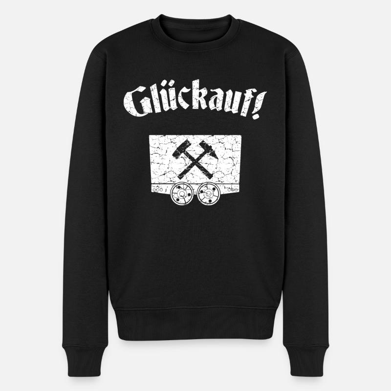 Glückauf - Männer Premium Bio Pullover - Schwarz