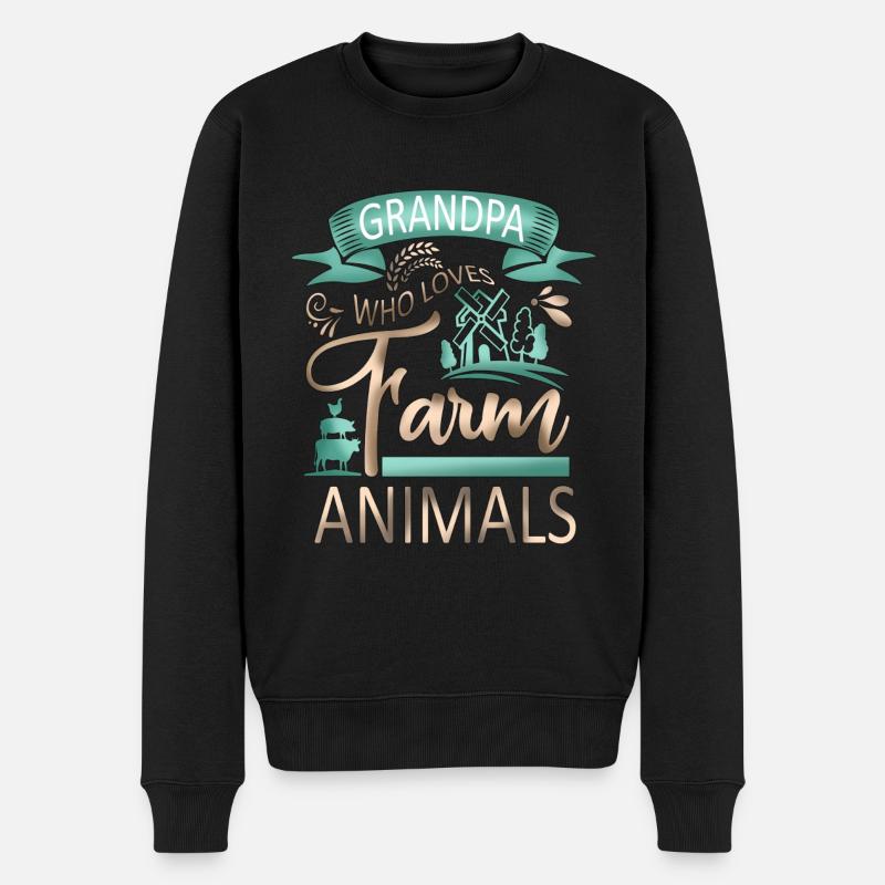Opa, der Nutztiere liebt Kuh Schwein Ziege Liebhaber - Männer Premium Bio Pullover - Schwarz