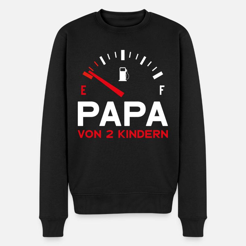 VATER ZWEI KINDER PAPA VON 2 KINDERN VATERTAG - Männer Premium Bio Pullover - Schwarz