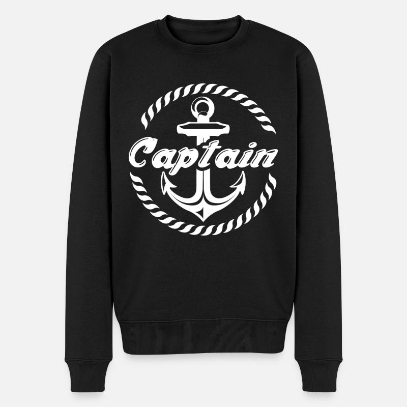 Kapitän - Männer Premium Bio Pullover - Schwarz