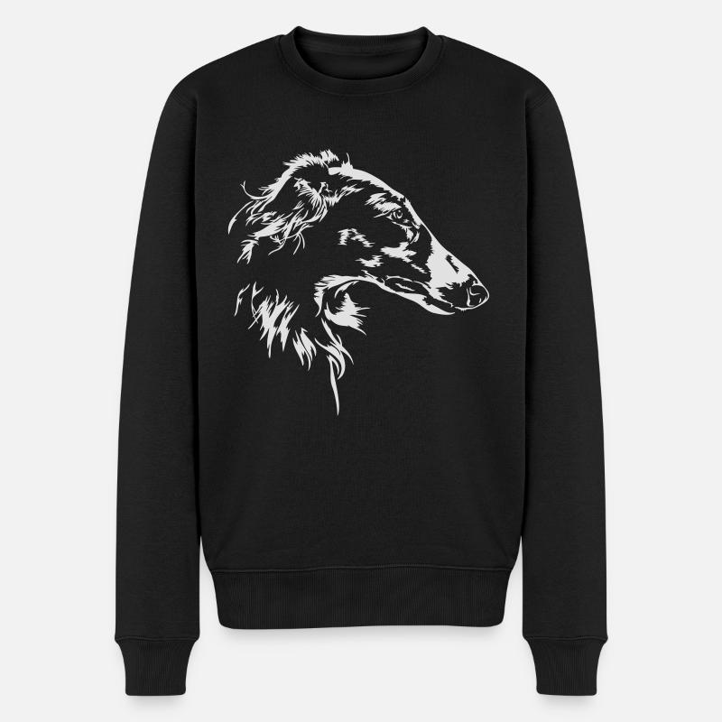 BARSOI Portrait Wilsigns - Männer Premium Bio Pullover - Schwarz