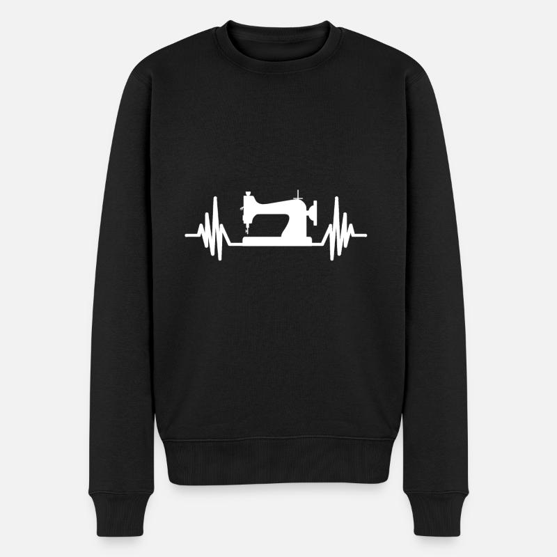 Herzlinie | Nähmaschine Nähen Näherin Geschenkidee - Männer Premium Bio Pullover - Schwarz