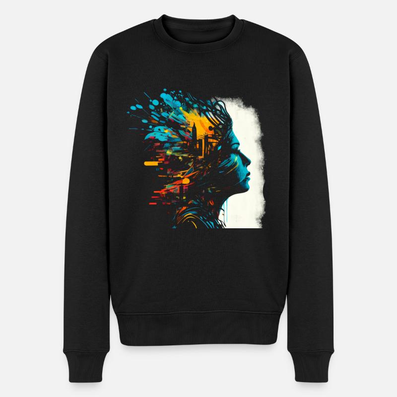 Psychedelisches Artwork - Open Mind - Männer Premium Bio Pullover - Schwarz