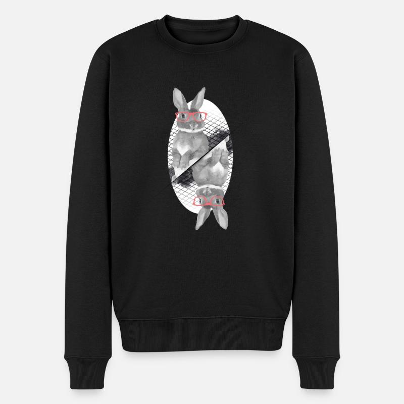 Zwei Hipster Hasen - Männer Premium Bio Pullover - Schwarz