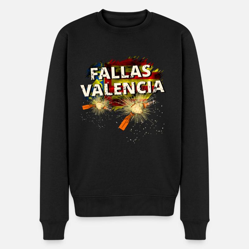 Fallas Valencia Trueno Flagge - Männer Premium Bio Pullover - Schwarz