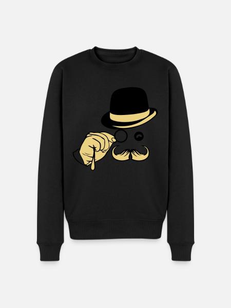 smile hat monocle mustache bowler - Men's Premium Organic Jumper - black
