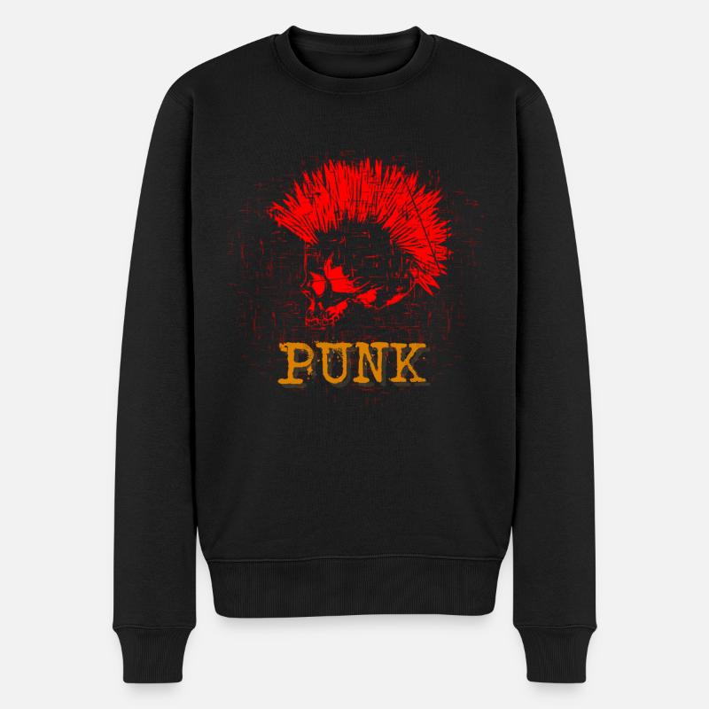 Punk Musik Punker Punkrock Irokesenschnitt Rocker - Männer Premium Bio Pullover - Schwarz
