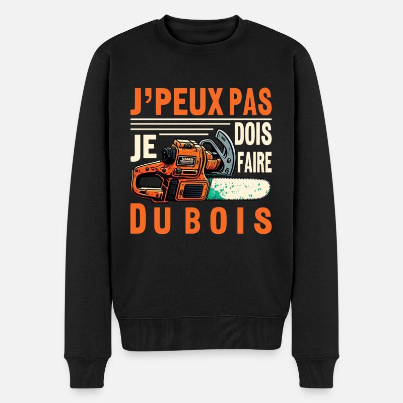 J'peux pas je dois Faire Du Bois,papa forestier - Pull Premium bio Homme - noir