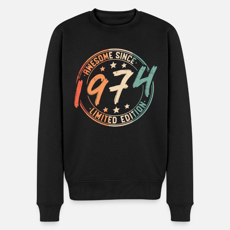 1974 Jahrgang Vintage Retro Geburtstag Geschenk - Männer Premium Bio Pullover - Schwarz