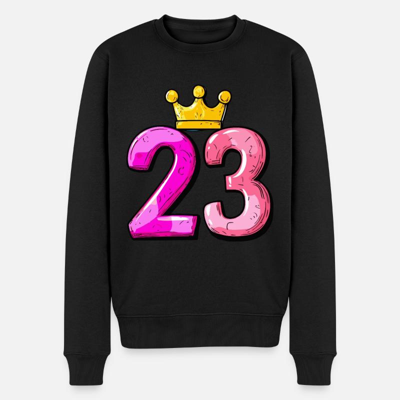 23 Zahl Trikot Krone - Männer Premium Bio Pullover - Schwarz