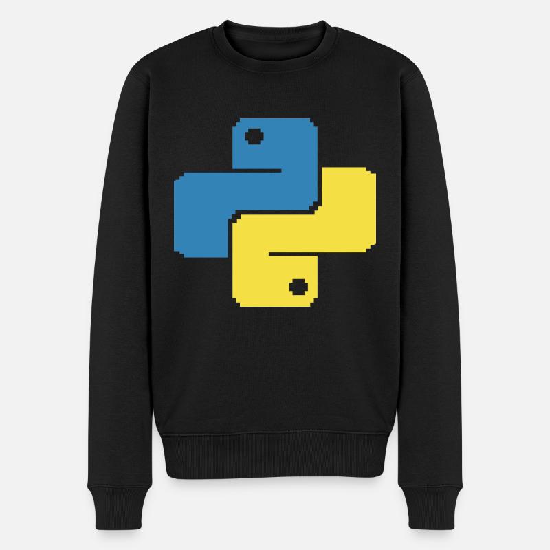 Python Pixelart - Männer Premium Bio Pullover - Schwarz