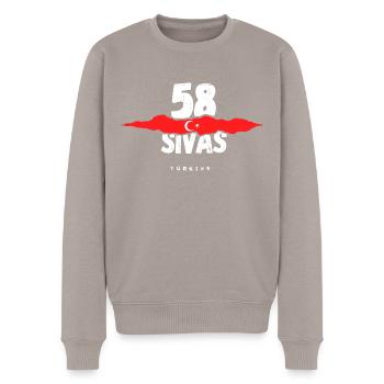 58 Sivas Türkei Türkiye - Männer Premium Bio Pullover - Taupe - Vorne - Nico (187cm)