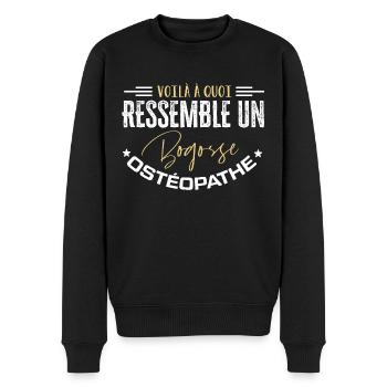 Humour profession | Beau gosse ostéopathe - Pull Premium bio Homme - noir - Devant - Nico (187cm)
