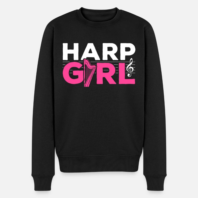 Harfenmädchen Harfen - Männer Premium Bio Pullover - Schwarz
