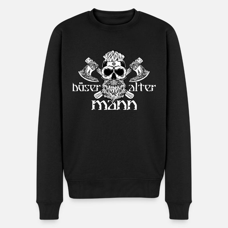 BÖSER ALTER MANN WIKINGER VIKINGS VALHALLA - Männer Premium Bio Pullover - Schwarz