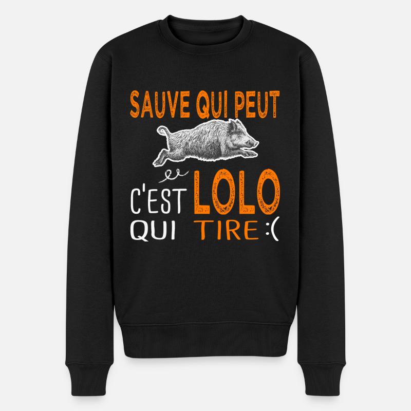 c'est Lolo qui tire Humour Laurent Chasse - Pull Premium bio Homme - noir